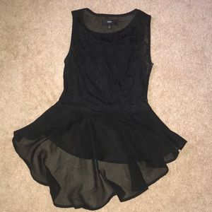 Lace-Front High-Low Fit and Flare Tank Top